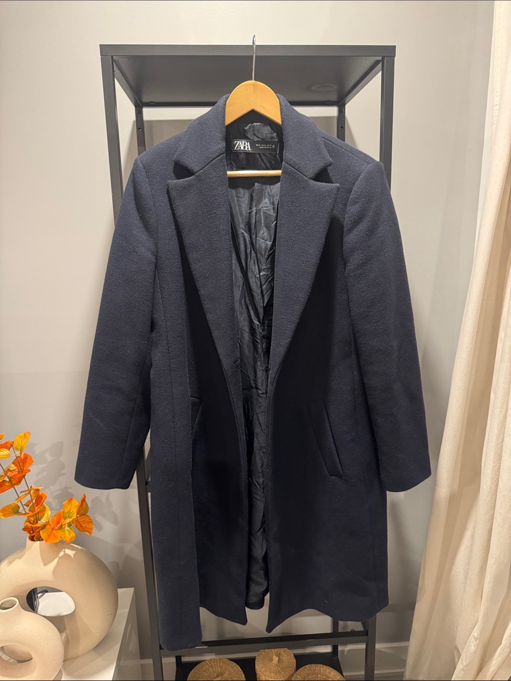 Zara women Dark Navy Wool Pea Coat